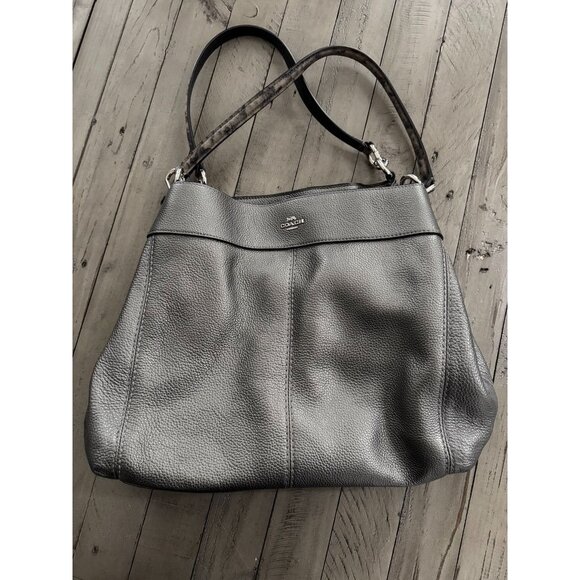 COACH Silver Metallic Lexy Shoulder Bag - Picture 1 of 12